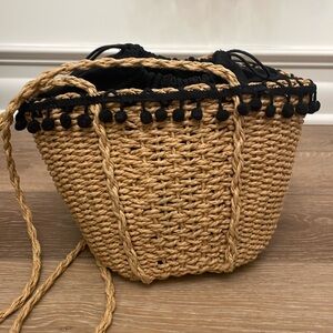 Zara Straw purse with Pom poms